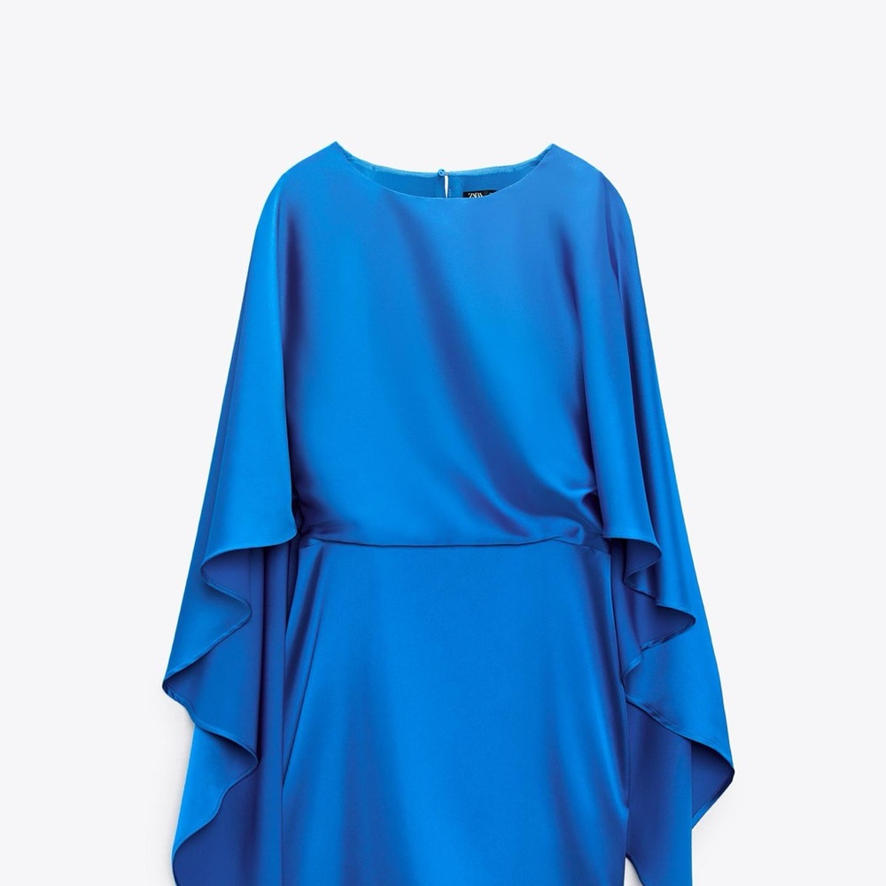 Zara Royal Blue Draped Sleeve Dress